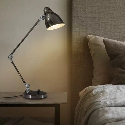 Simple Long Arm Folding Metal Desk Lamp Hotel Engineering Office Desk Lamp Study Bedroom Bedside Reading Lamp