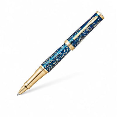 Luxury Blue Gold Engraved Pen Set