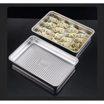 Non Bottom 304 Stainless Steel Dumpling Box with Stackable Design and Leak Proof Airtight Seal for Cold Storage