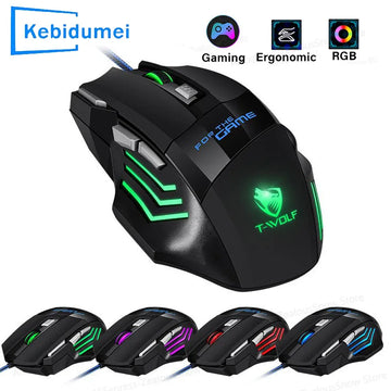 USB Wired Gaming Mouse 7 Button Backlit Ergonomic Mice 2400 DPI Backlight Adjustable Optical Mice for PC Gamer Computer Desktop