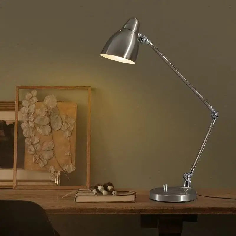 Simple Long Arm Folding Metal Desk Lamp Hotel Engineering Office Desk Lamp Study Bedroom Bedside Reading Lamp