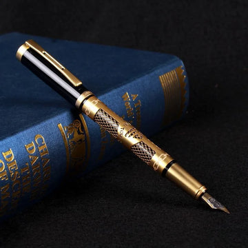 Retro Metal Fountain Pen Replaceable Ink Elegant Gift for Writing Stationery Office School Supplies